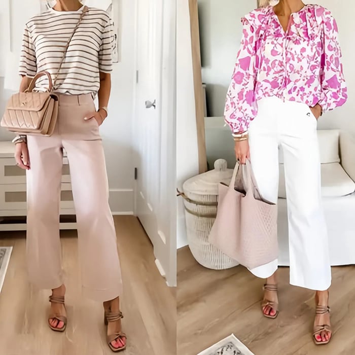 Owronline - Stretch Twill Cropped Wide Leg Pants