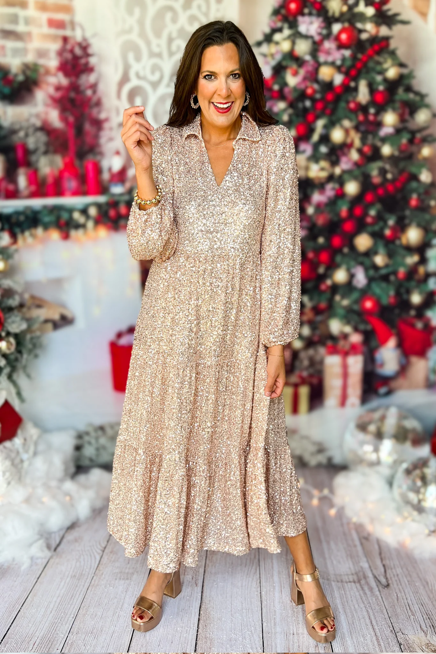 Owronline - Elegance Sequin Maxi Dress