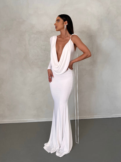 Owronline - Women's Sexy Backless Maxi Dress Slim Dress - owronline