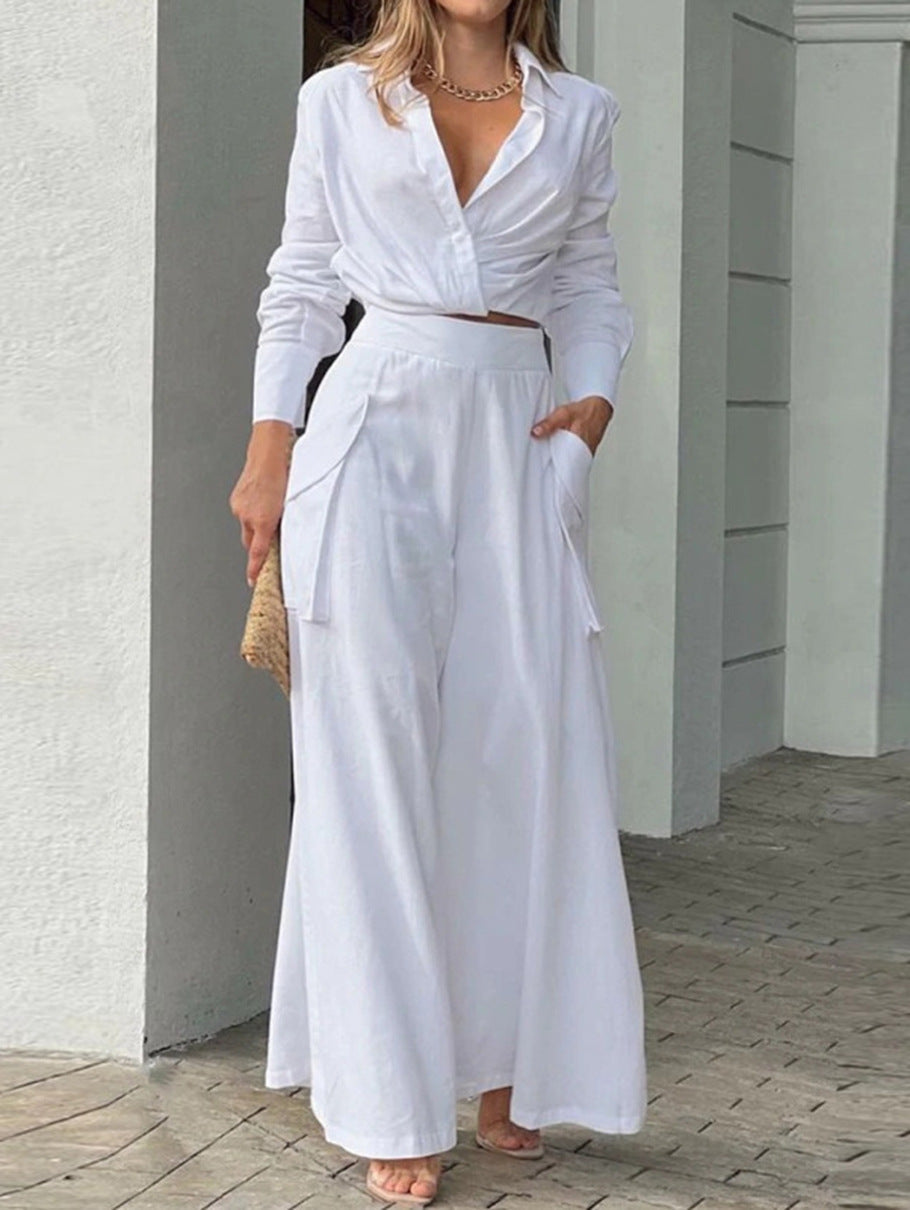 Owronline - Solid color casual two-piece suit