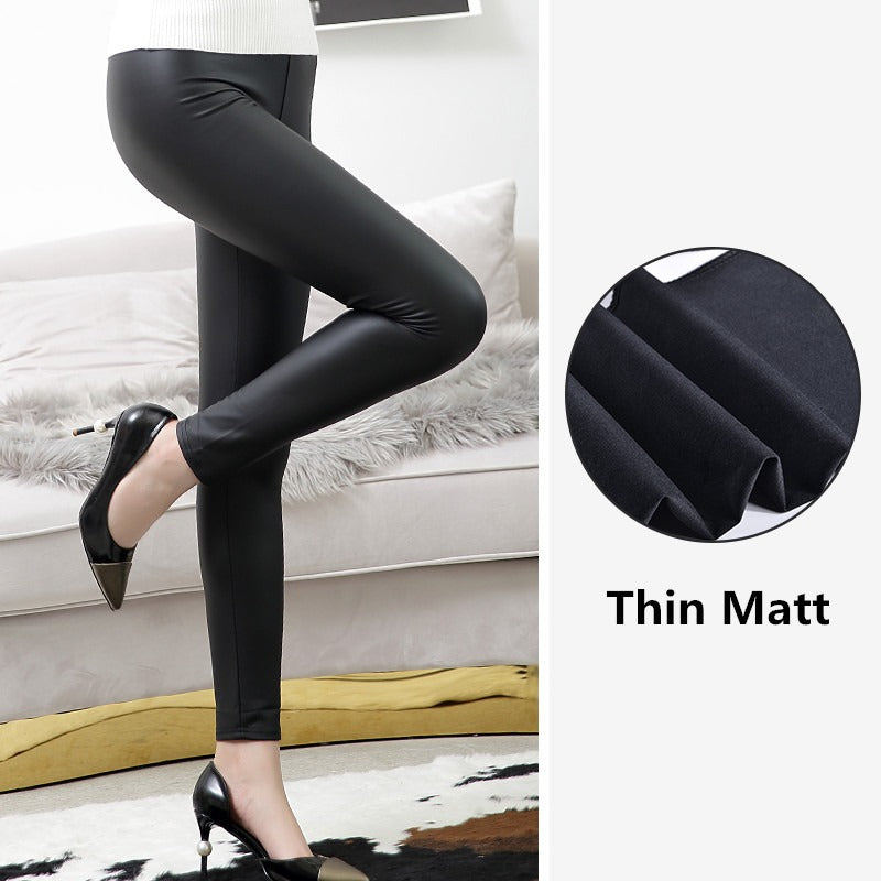 Owronline - S-shaped PU Leather Leggings