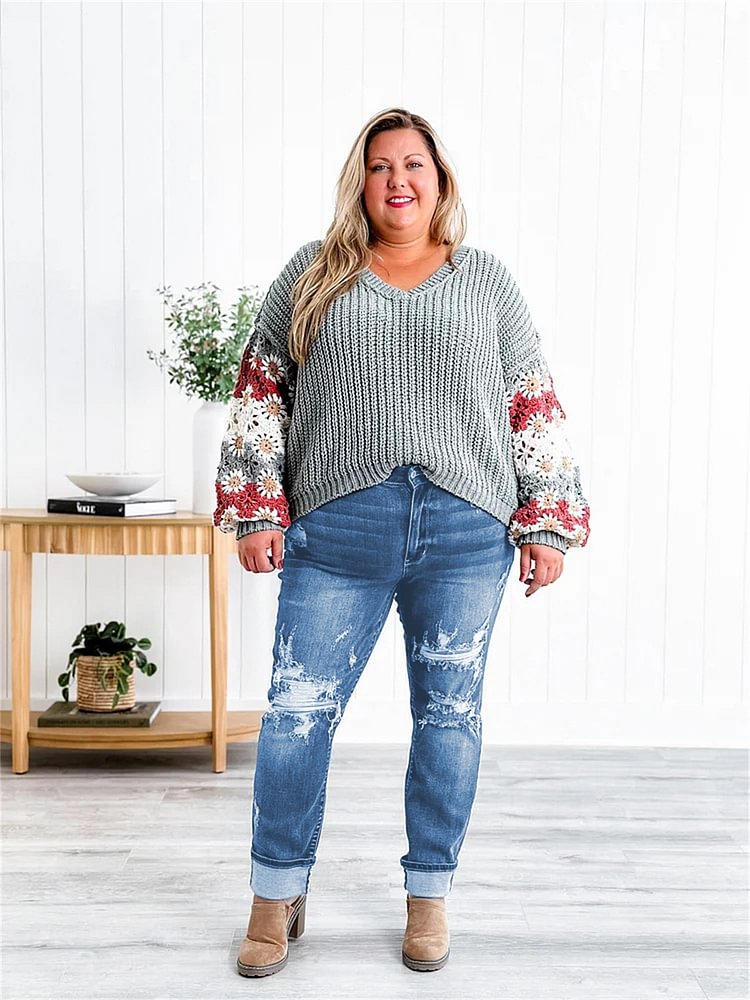 💥Owronline✨Ripped stretch jeans