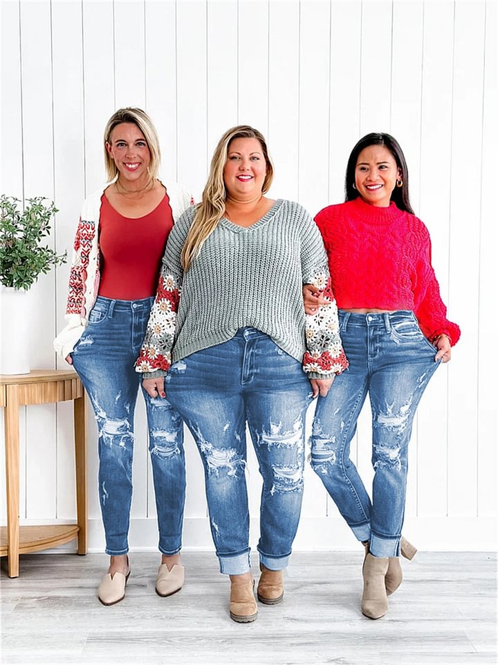 💥Owronline✨Ripped stretch jeans