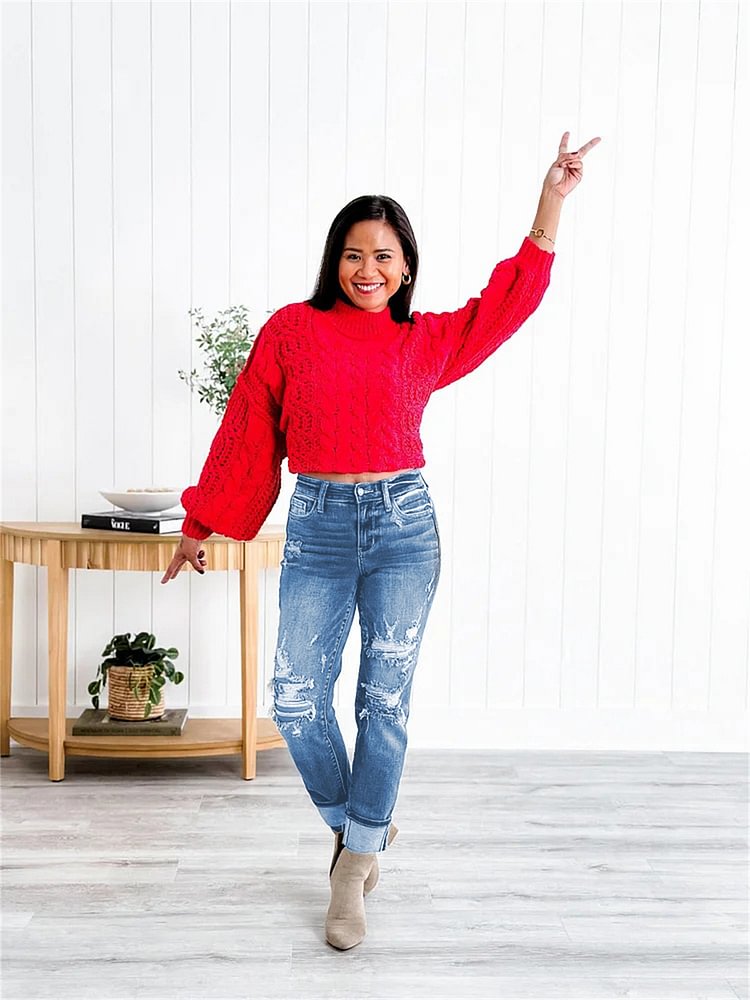 💥Owronline✨Ripped stretch jeans