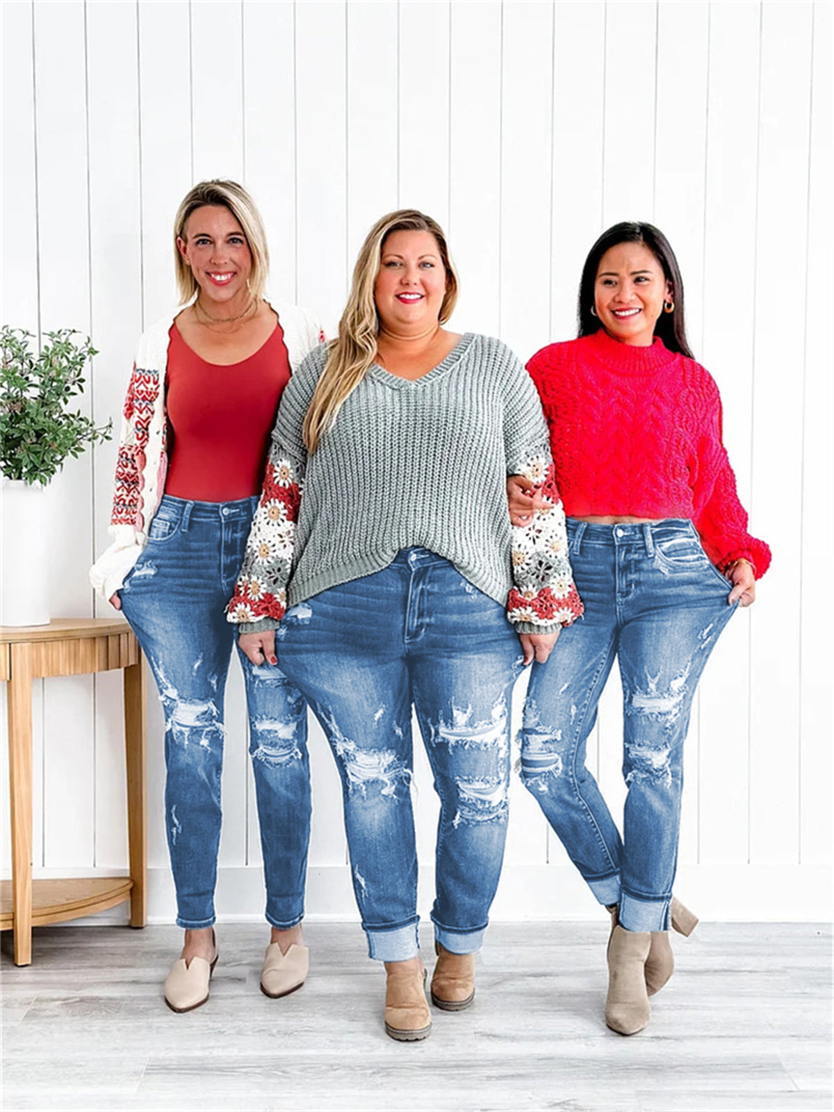 💥Owronline✨Ripped stretch jeans