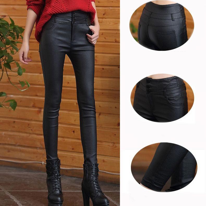 Owronline - Nice Gift! 3-button Quilted Matte Leather Leggings for Women - owronline