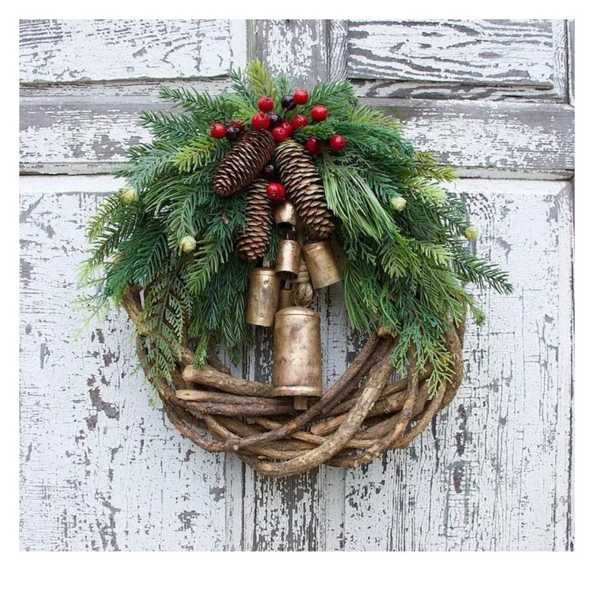 OWRONLINE - Farmhouse Christmas Wreath, Boho Wreath, Holiday Wreath