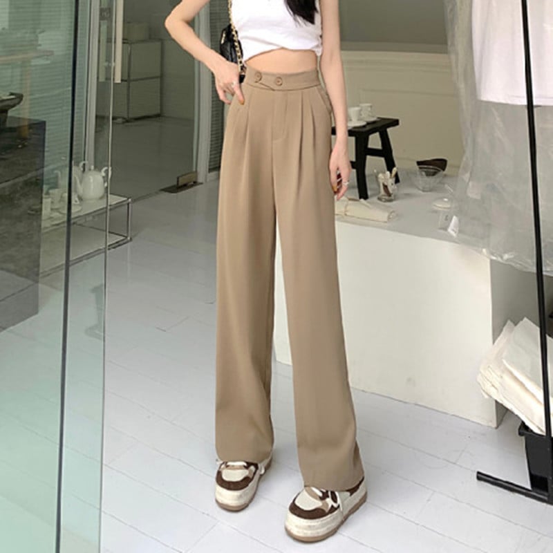 Owronline - Figure-flattering versatile high-waisted wide leg trousers