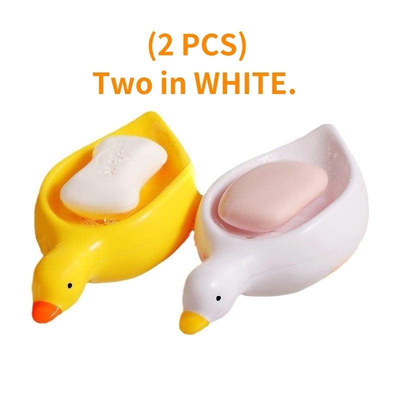 Owronline - Cute Ceramic Duck Soap Storage Drainer Box No Standing Water