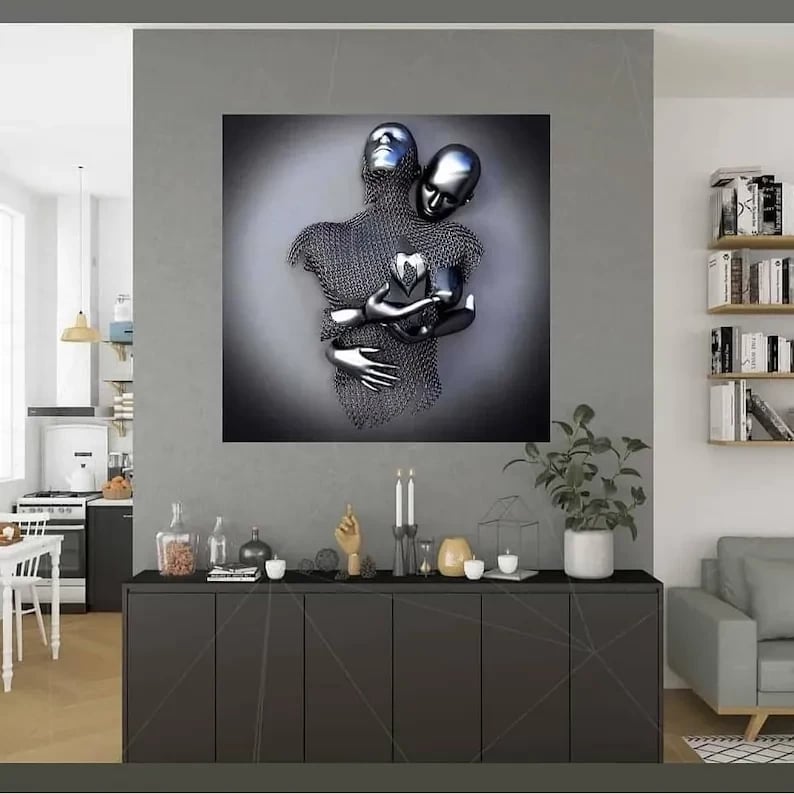 Owronline - Love Heart Gray-3D Art Wall