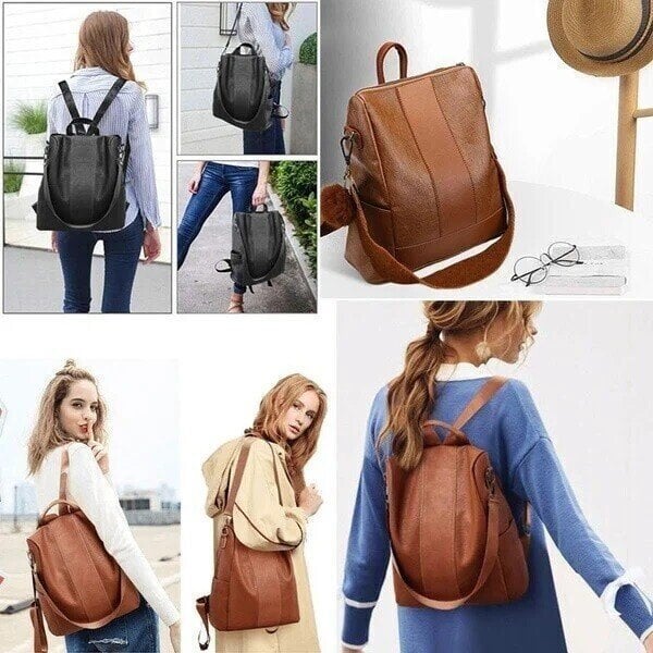 Owronline - Limited Leather Ladies Anti-theft Backpack