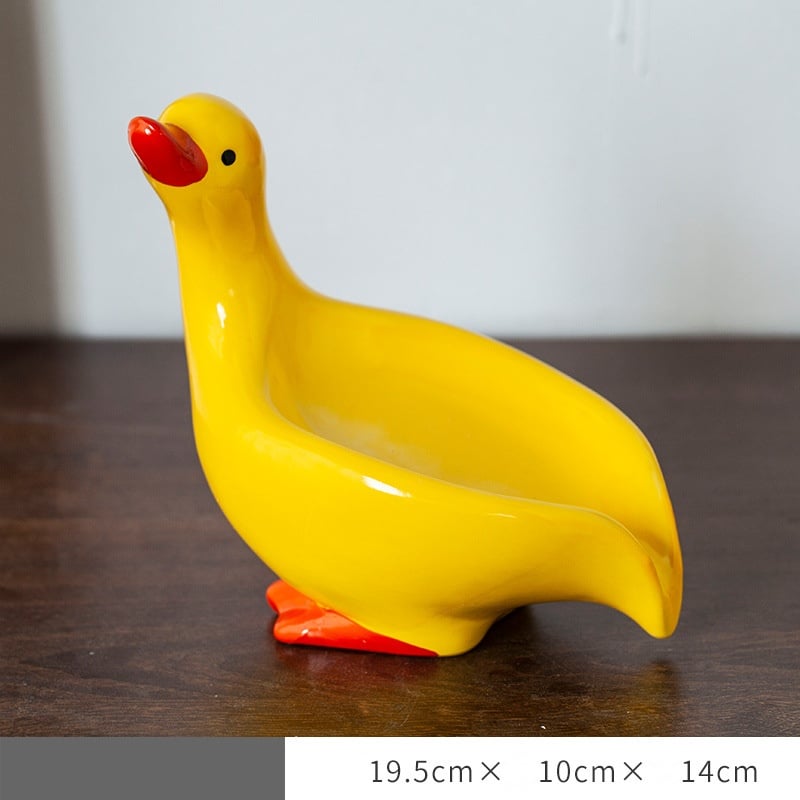 Owronline - Cute Ceramic Duck Soap Storage Drainer Box No Standing Water