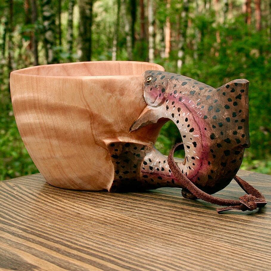 Owronline - Hand Carved Wooden Mug