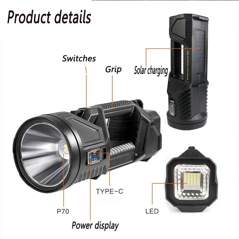 Owronline - New German 1000000 lumens Waterproof Spot Lights Handheld Large searchlight