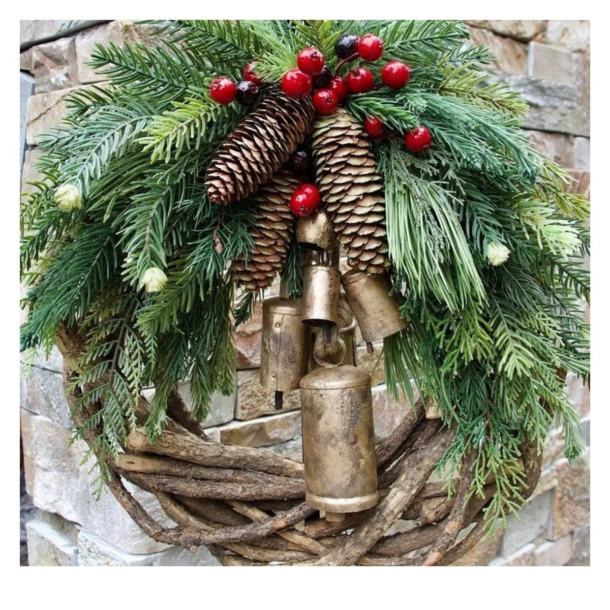 OWRONLINE - Farmhouse Christmas Wreath, Boho Wreath, Holiday Wreath