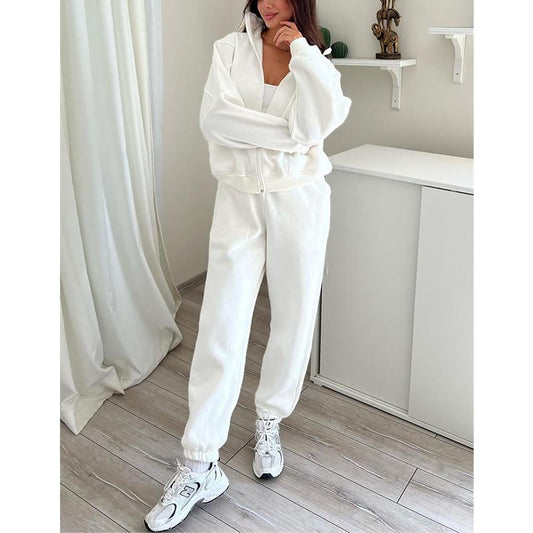Owronline - Triple Threaded High-Neck Casual Sportswear 2-piece set