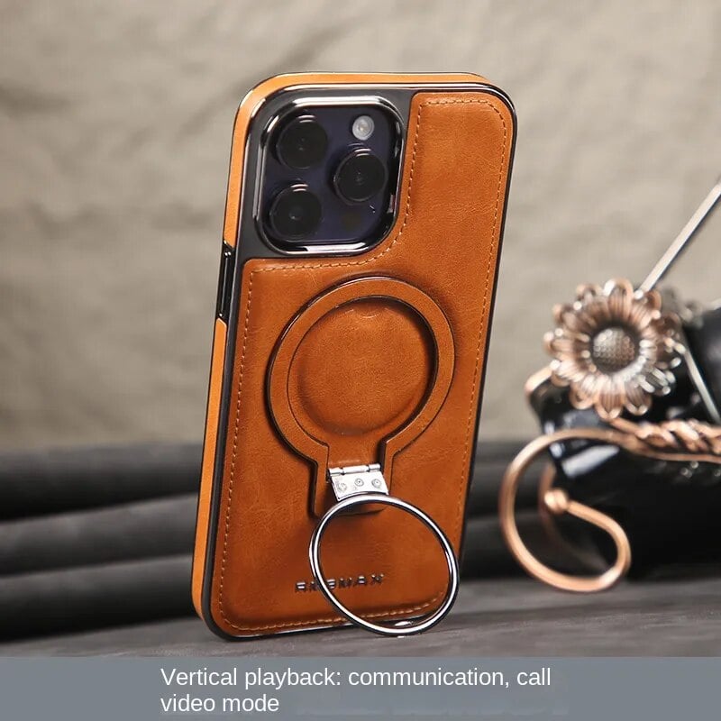 Owronline - Luxury Leather Invisible Stand iPhone Case