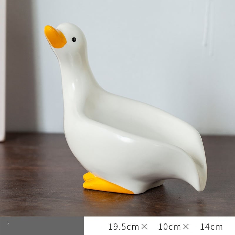 Owronline - Cute Ceramic Duck Soap Storage Drainer Box No Standing Water