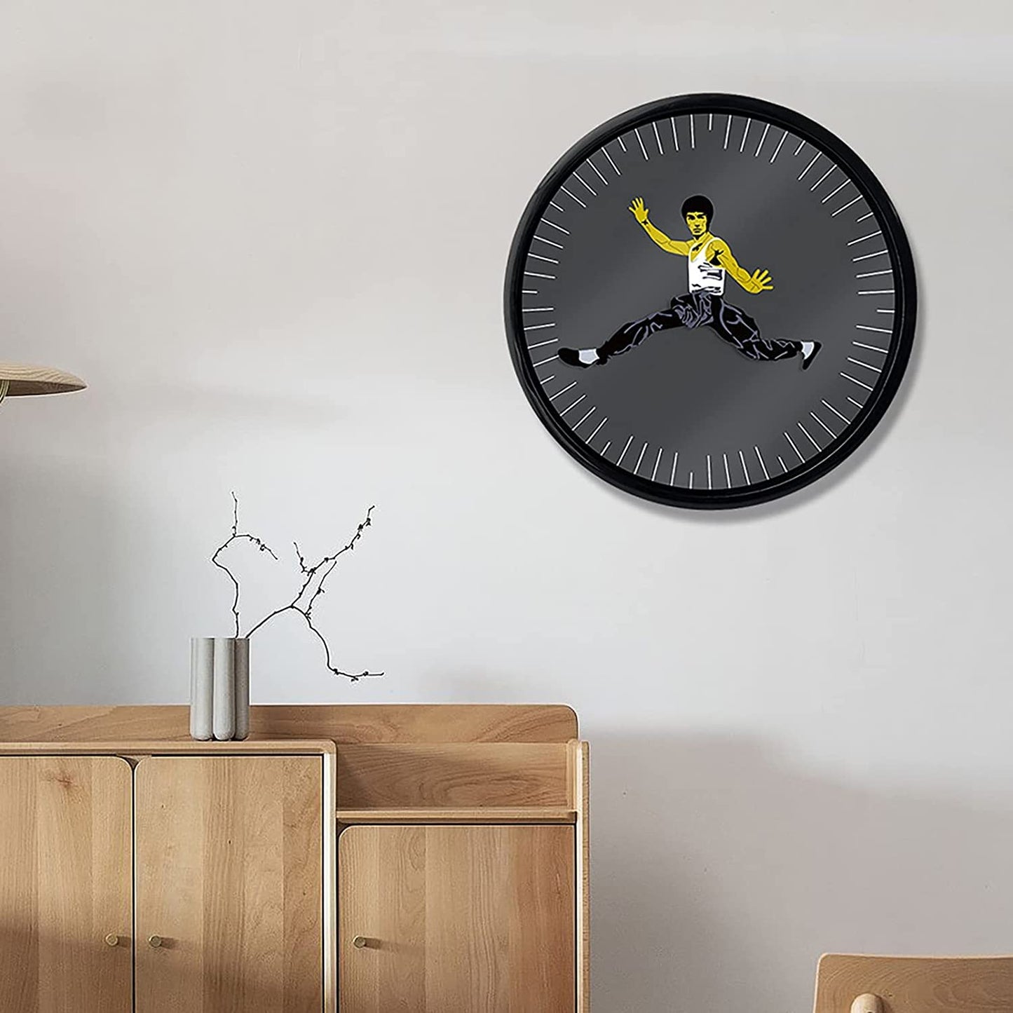 Owronline - Kung Fu Wall Clock Bruce Lee Home Decoration Personality Creative Round Clock