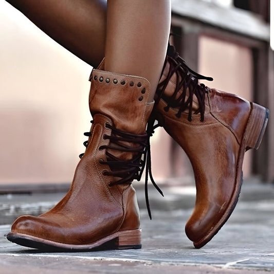 Owronline - Leather ankle boots with laces