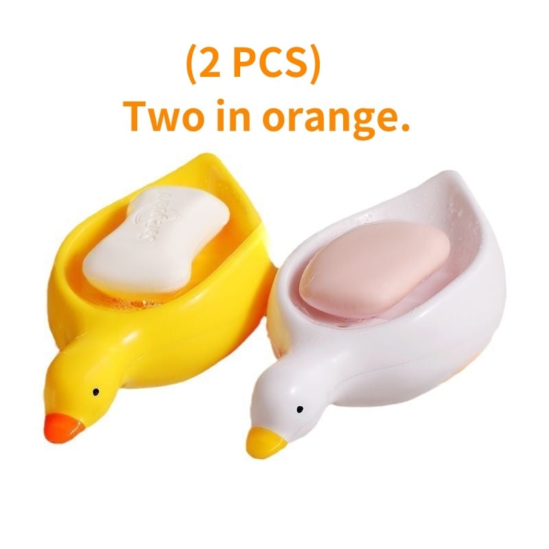 Owronline - Cute Ceramic Duck Soap Storage Drainer Box No Standing Water