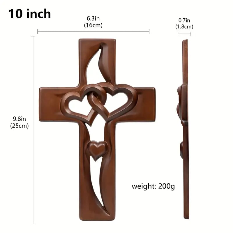 Owronline - Intertwined Heart Wooden Cross(6.3*9.8 in)