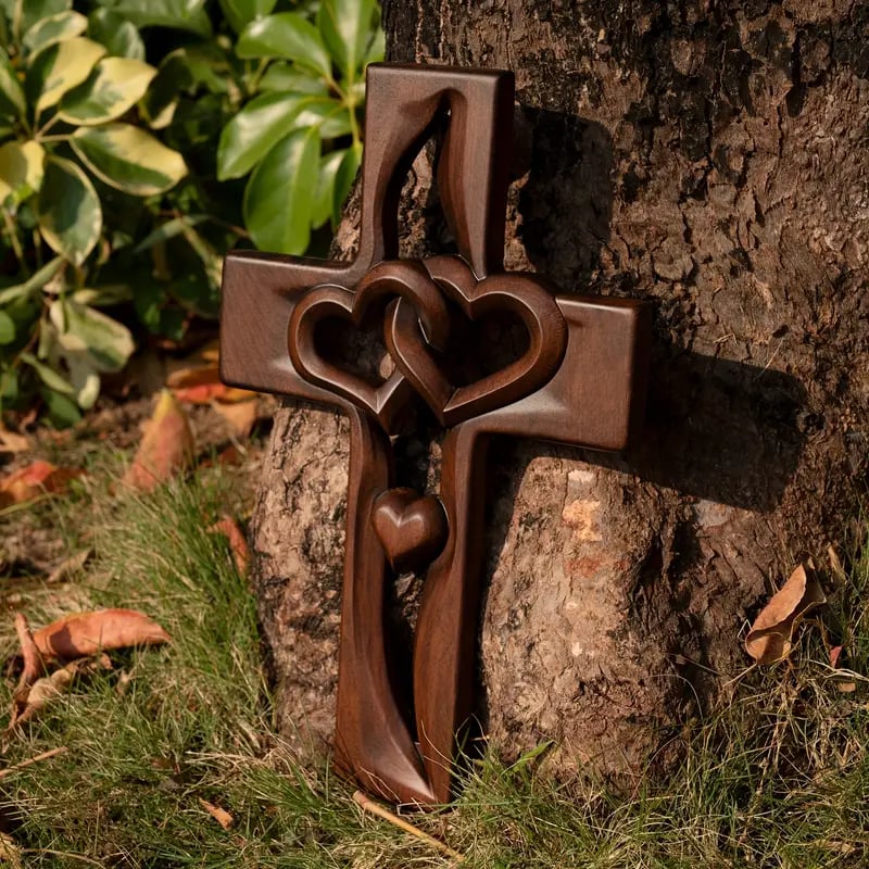 Owronline - Intertwined Heart Wooden Cross(6.3*9.8 in)