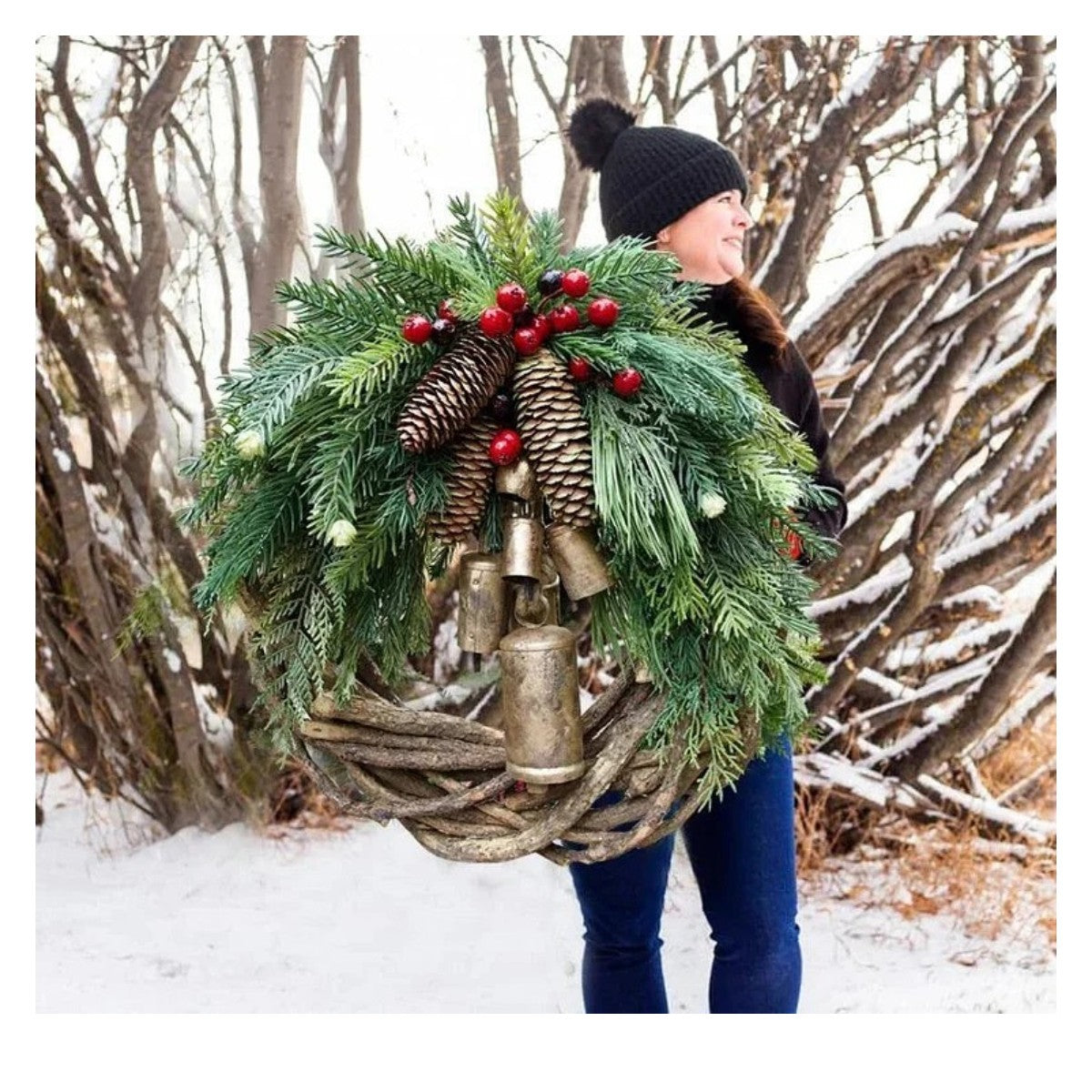 OWRONLINE - Farmhouse Christmas Wreath, Boho Wreath, Holiday Wreath