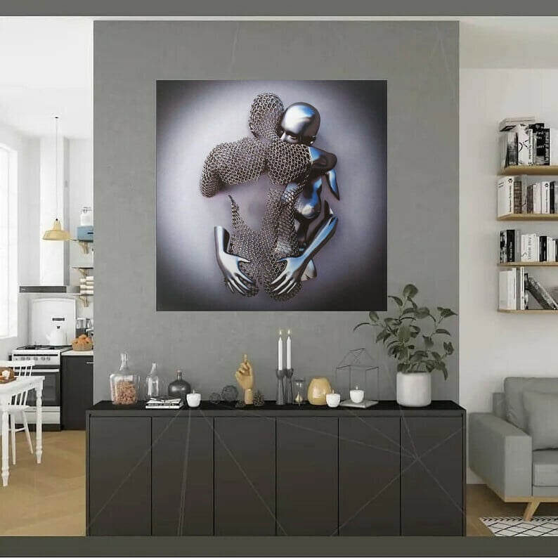 Owronline - Love Heart Gray-3D Art Wall