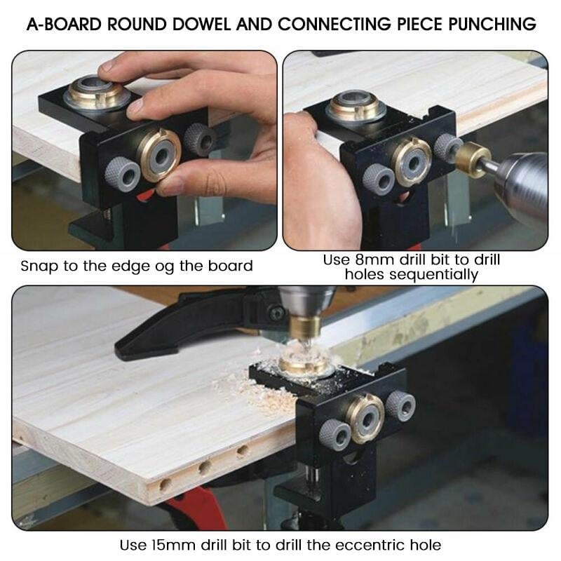 Owronline - 3 in 1 Adjustable Woodworking Drilling Locator Puncher Tools