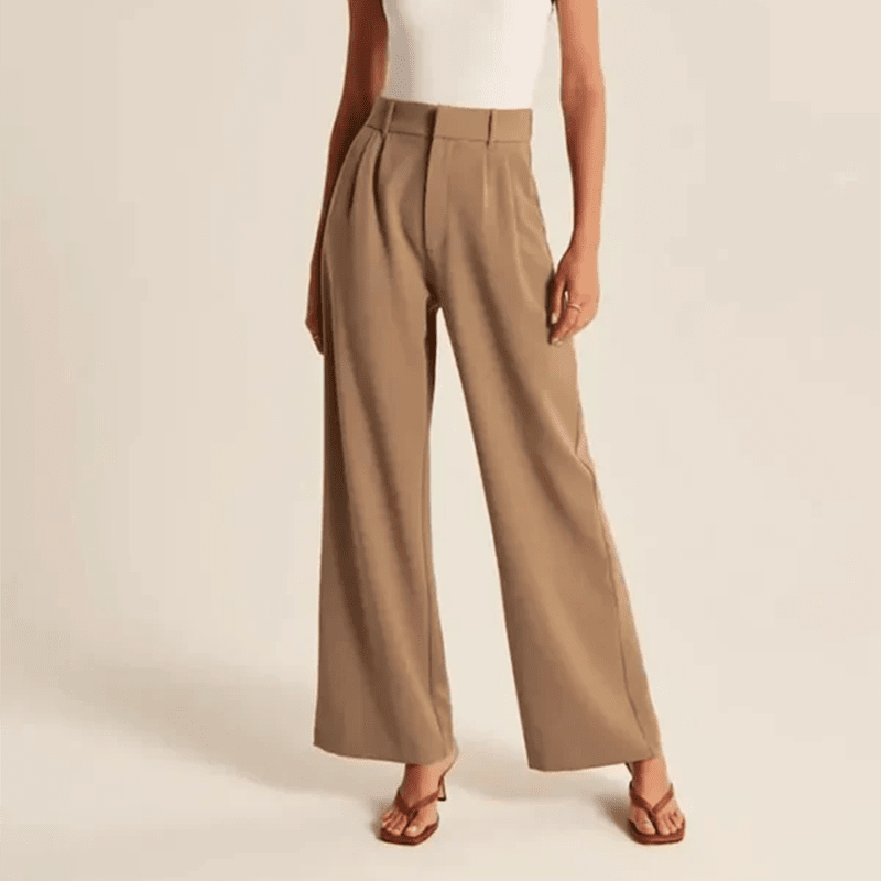 Owronline - Fashionable Commuter Drape Slimming High-Waisted Wide Leg Pants