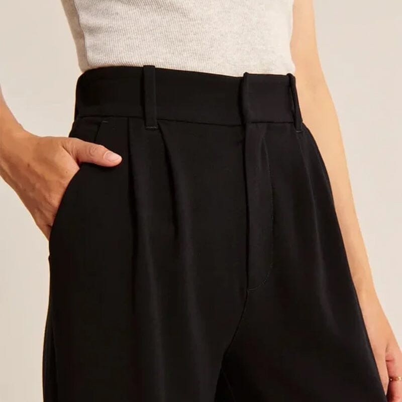 Owronline - Fashionable Commuter Drape Slimming High-Waisted Wide Leg Pants