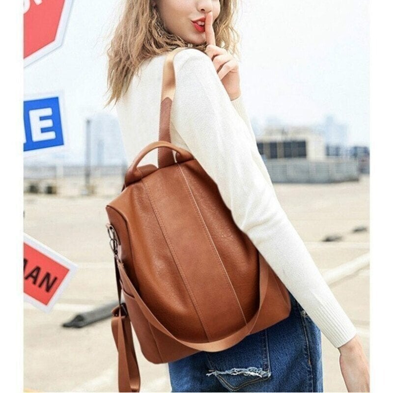 Owronline - Limited Leather Ladies Anti-theft Backpack