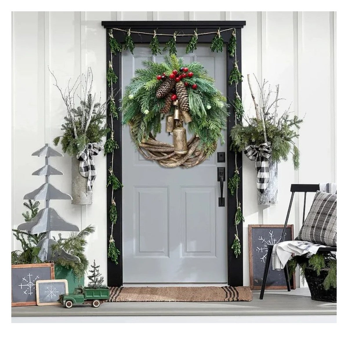 OWRONLINE - Farmhouse Christmas Wreath, Boho Wreath, Holiday Wreath