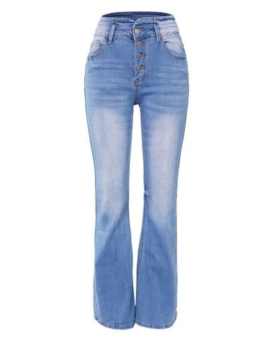 Owronline - 90s Vintage Button Fly High Waist Flare Leg Jeans