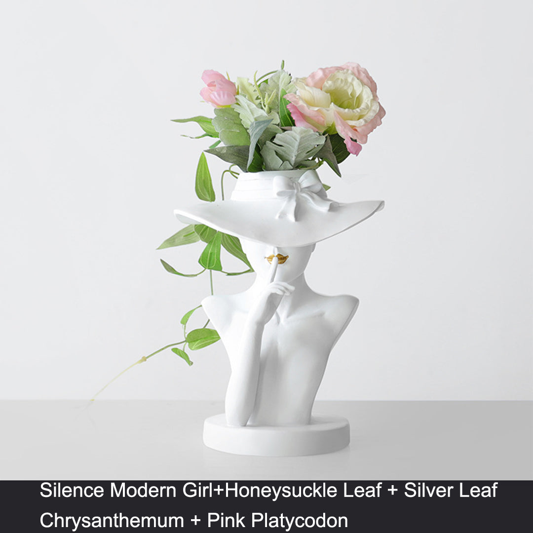 Owronline - Modern Girl Statue Flower Vase