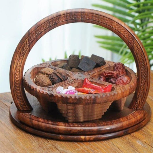 Owronline - Handmade wood carving fruit plate