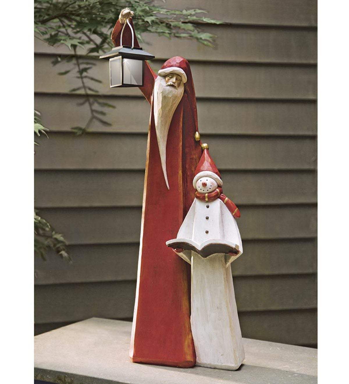 Owronline - Santa And Snowman Sculpture