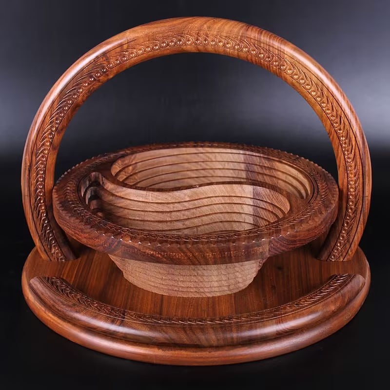 Owronline - Handmade wood carving fruit plate