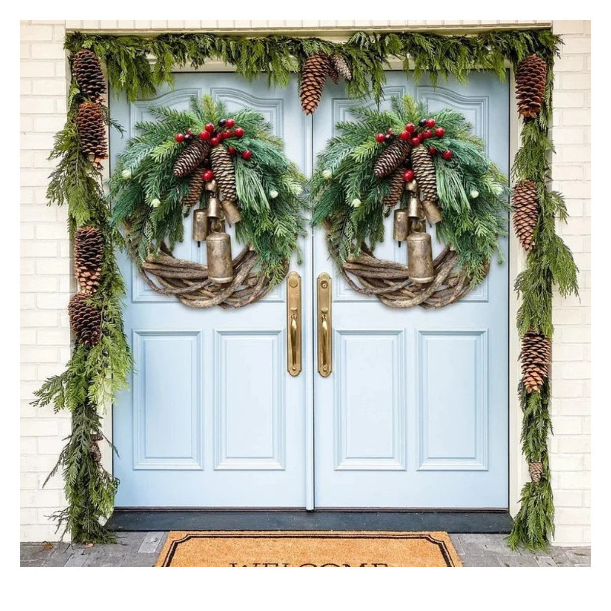 OWRONLINE - Farmhouse Christmas Wreath, Boho Wreath, Holiday Wreath