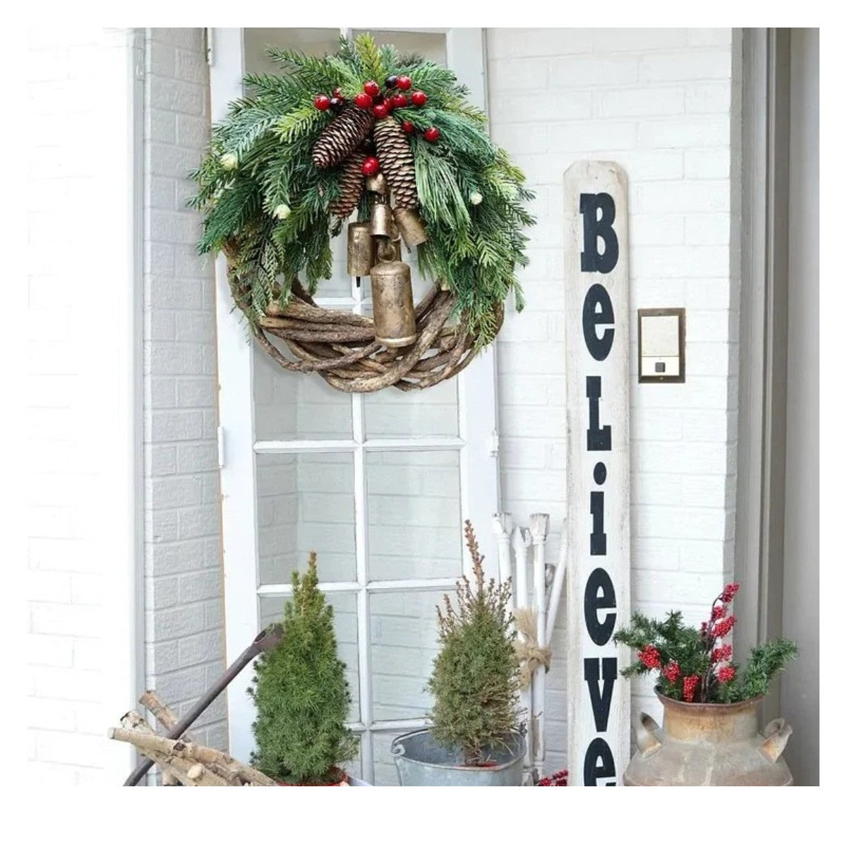 OWRONLINE - Farmhouse Christmas Wreath, Boho Wreath, Holiday Wreath