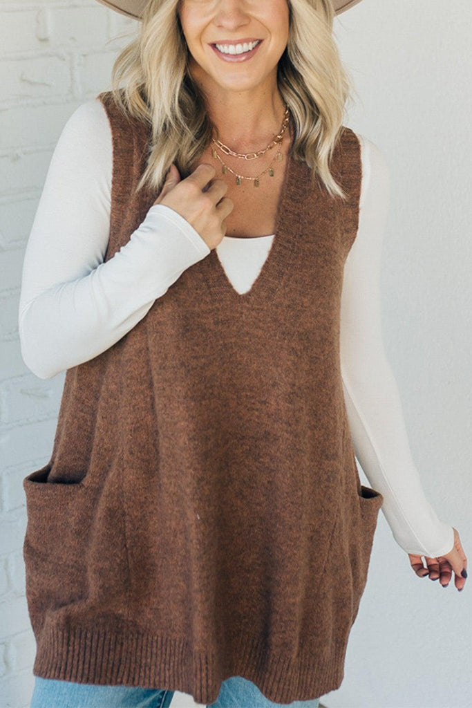 Owronline - Cozy Pocket Sweater Vest