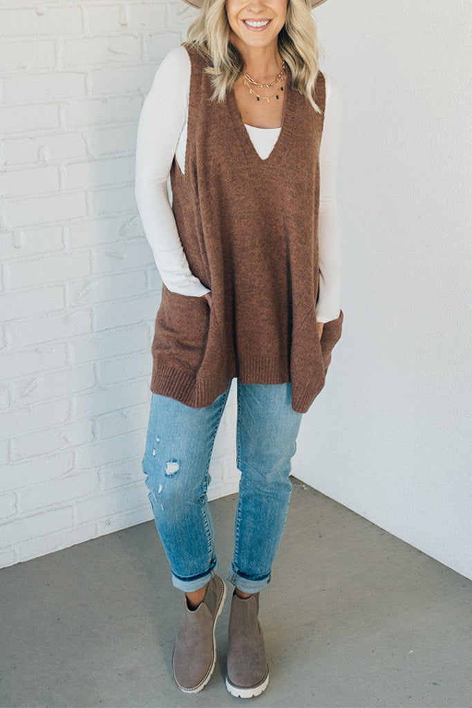 Owronline - Cozy Pocket Sweater Vest