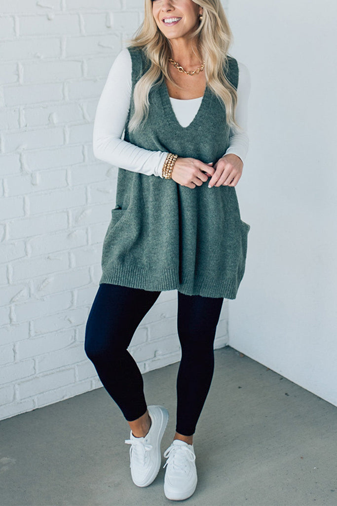 Owronline - Cozy Pocket Sweater Vest