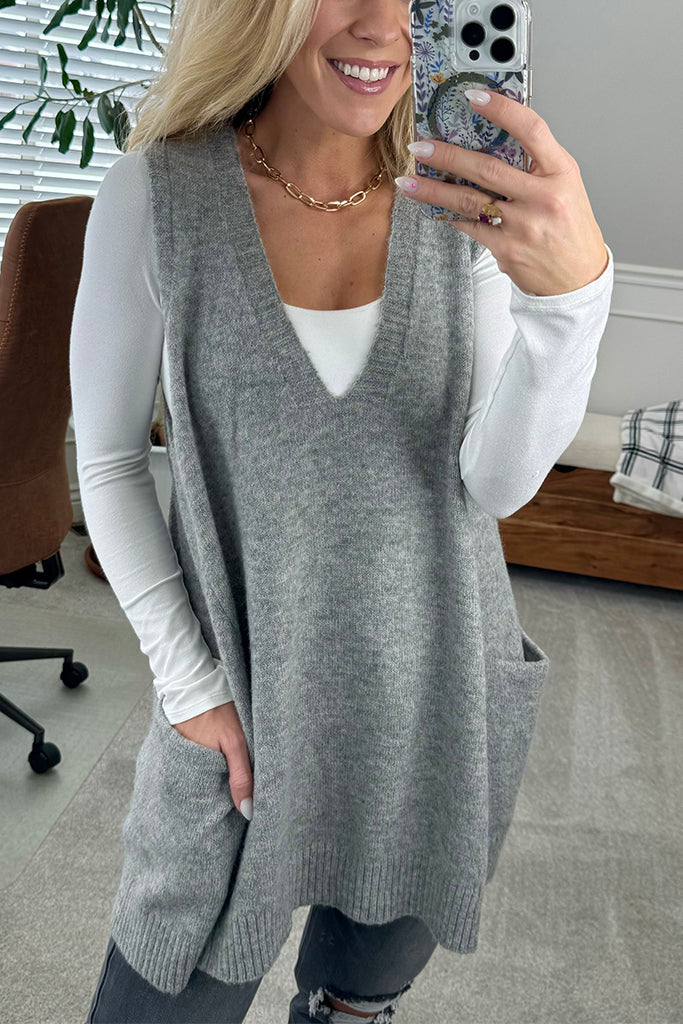 Owronline - Cozy Pocket Sweater Vest