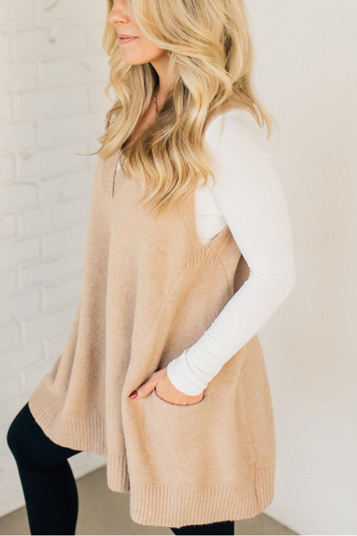 Owronline - Cozy Pocket Sweater Vest