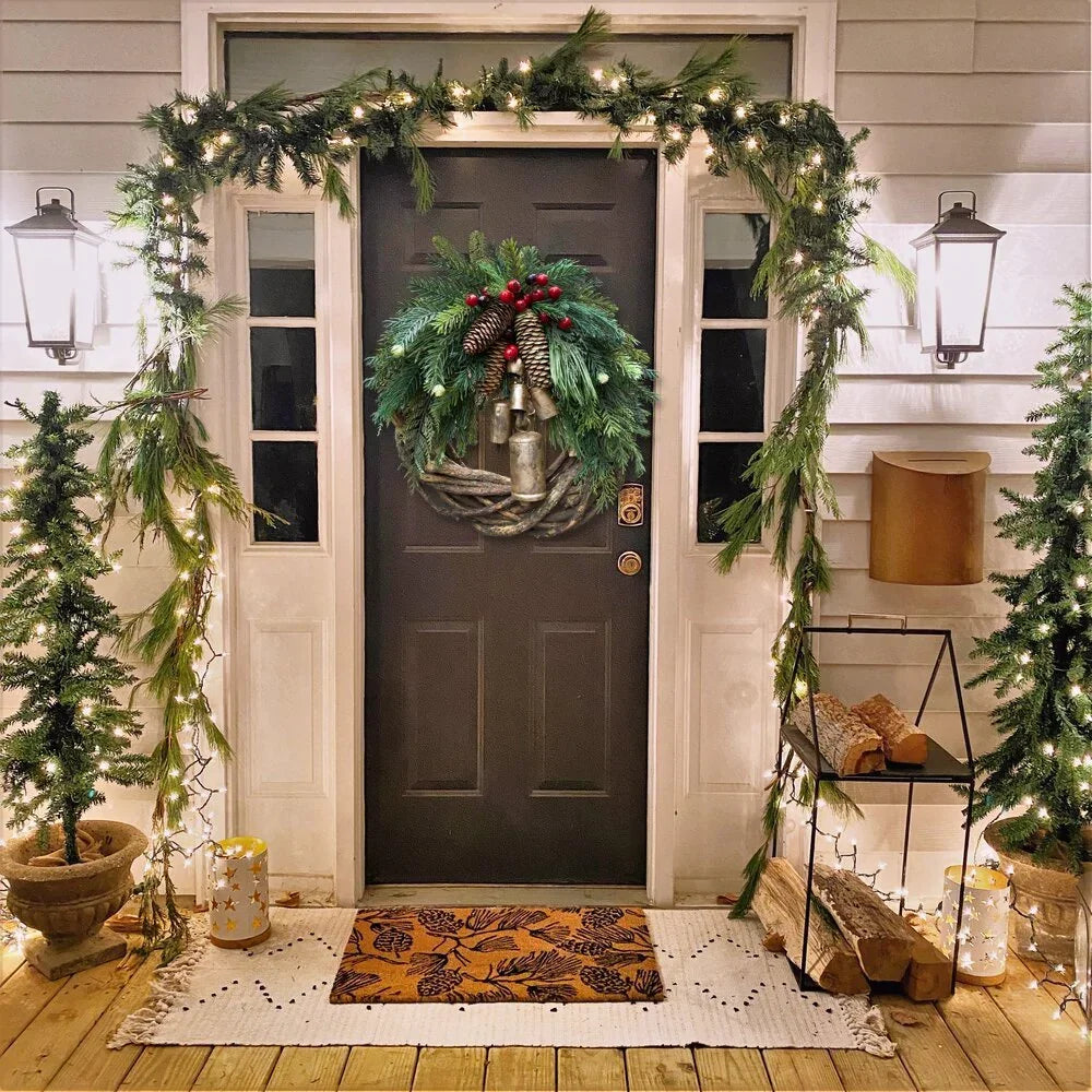 Owronline - Farmhouse Christmas Wreath, Boho Wreath, Holiday Wreath