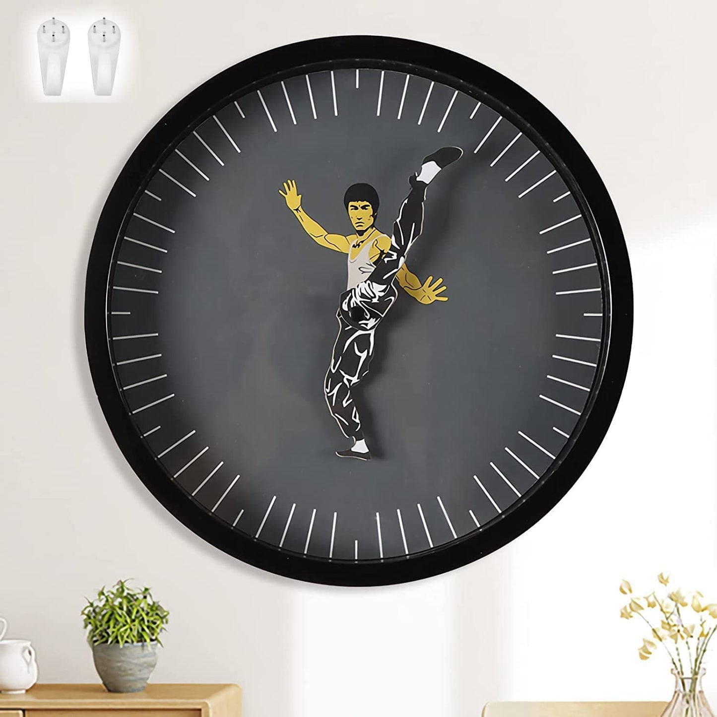 Owronline - Kung Fu Wall Clock Bruce Lee Home Decoration Personality Creative Round Clock