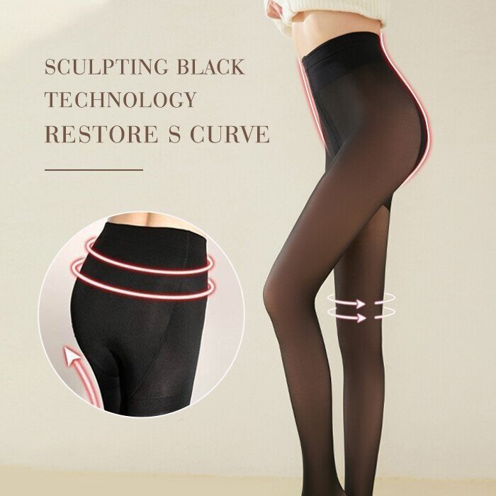 Owronline - Flawless Legs Fake Translucent Warm Plush Lined Elastic Tights