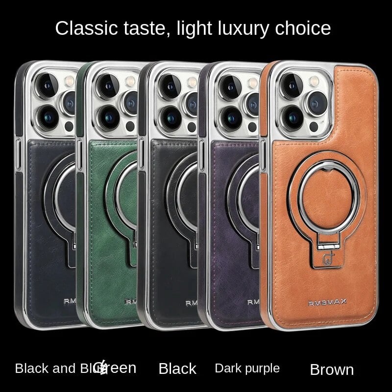 Owronline - Luxury Leather Invisible Stand iPhone Case